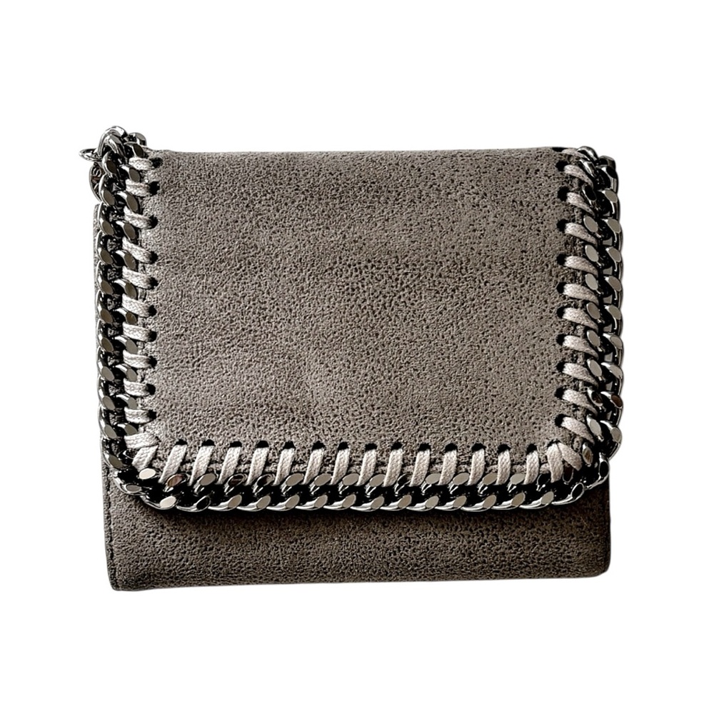 STELLA McCARTNEY Falabella Gray Vegan Suede Bifold Wallet